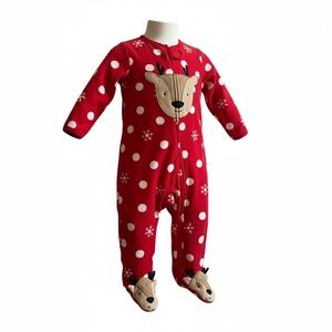 Just One You by Carter’s Red Reindeer Snowflake Fleece Footed Sleeper 6M
